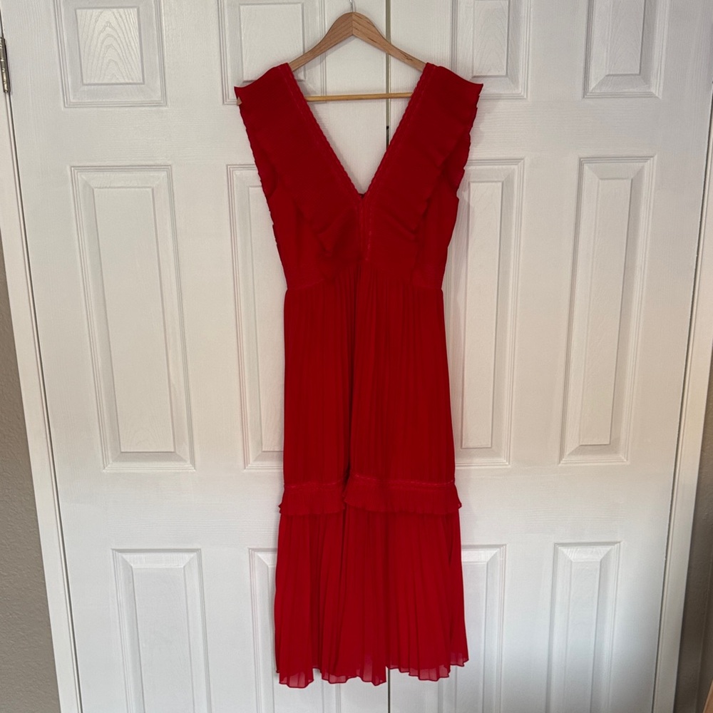 Vici Vibrant Red Ruffle Midi Dress